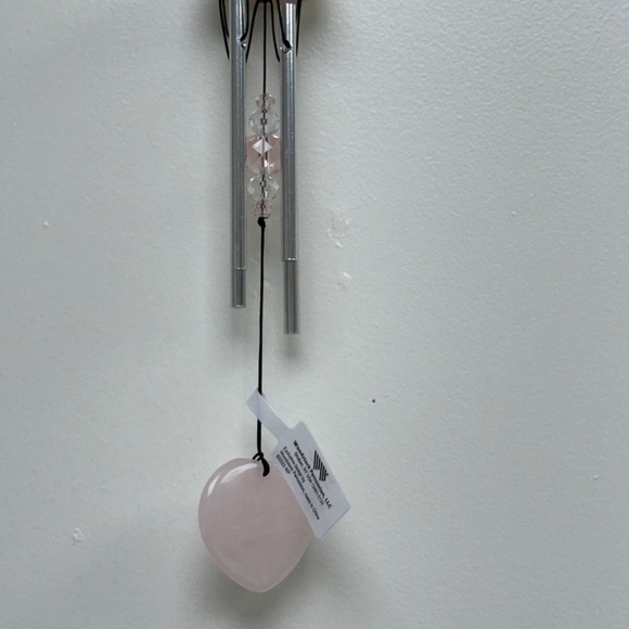 Woodstock Rose Quartz Heart Wind Chime NIB Crystal Love Soothing Indoor Outdoor - Picture 3 of 17